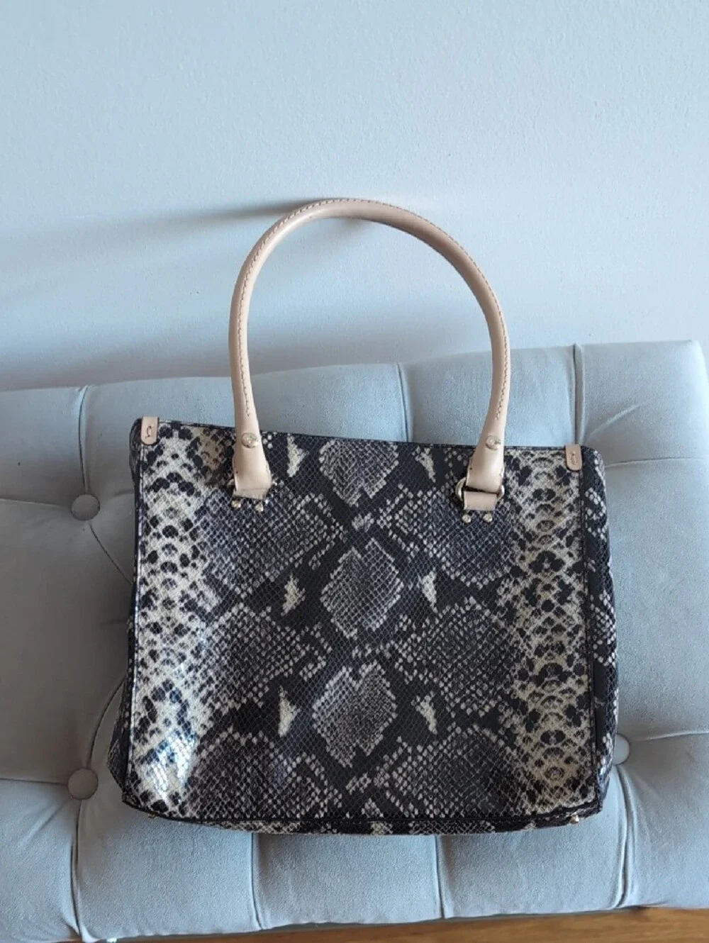 kate spade Black and Cream Snake-Print Tote